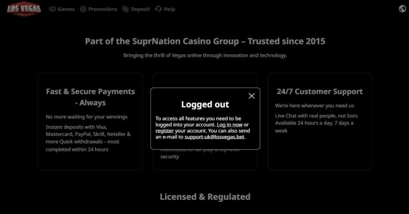 LosVegas customer support